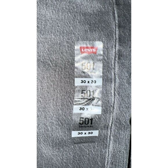 LEVI Denim Jeans 501 Original High Rise Straight Leg Button Fly Gray 30x30 NWT - Picture 4 of 6
